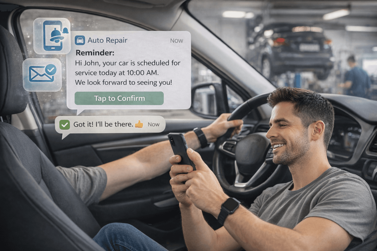 Reminders protect booked slots preview for Auto service