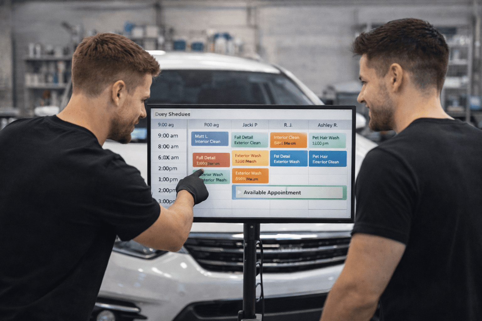 Slots are easier to manage through the day preview for Car cleaning