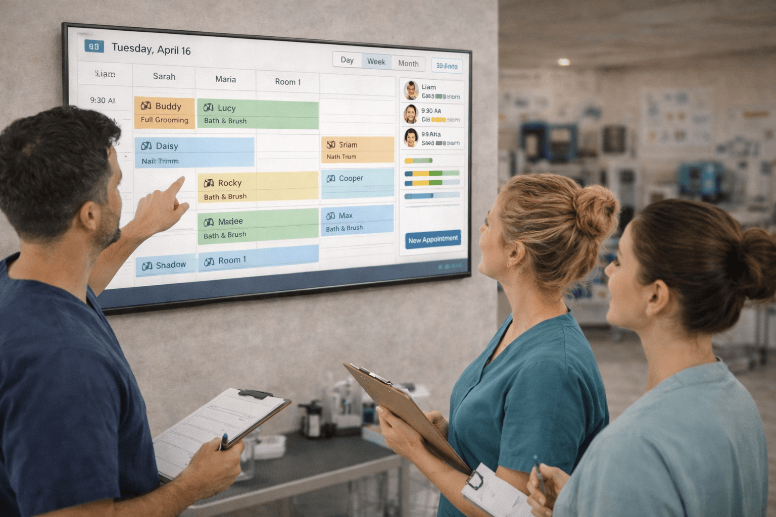 The daily schedule stays readable preview for Pet care