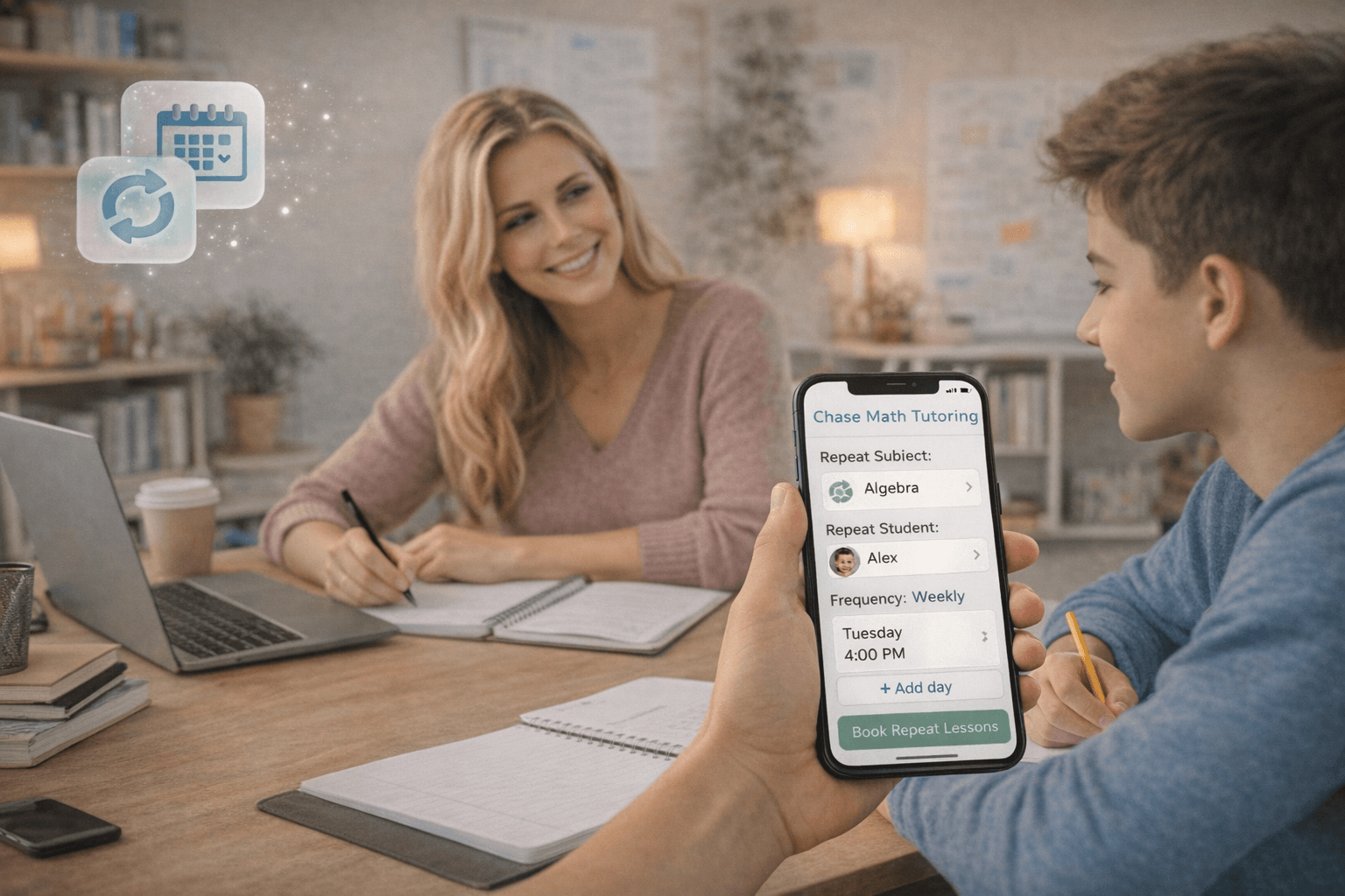 Recurring lessons stay organized preview for Tutoring