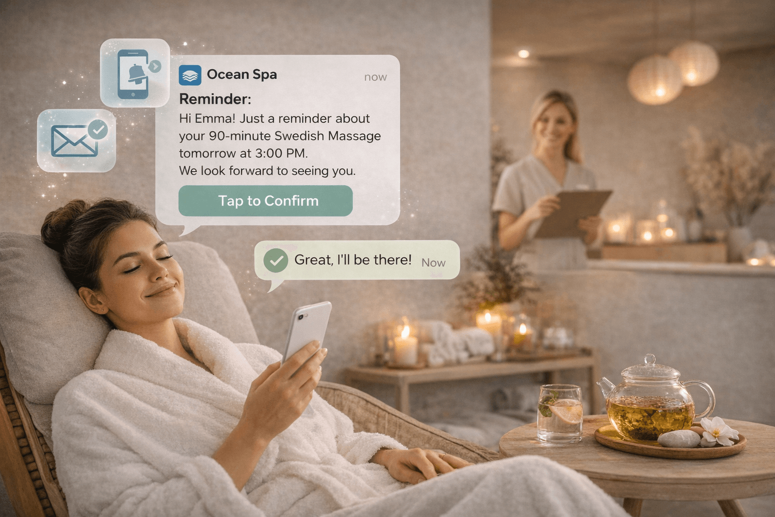 Reminders protect longer bookings preview for Wellness spas